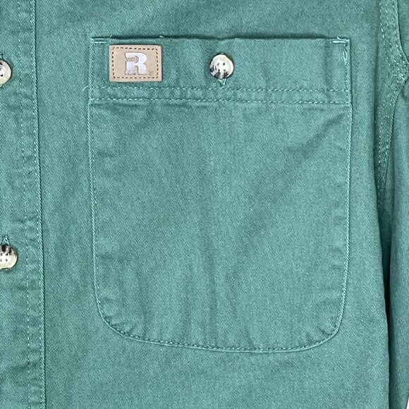 Wrangler Riggs Workwear Button Down Shirt Mens Med Button Up Pocket Forest Green - Picture 5 of 8